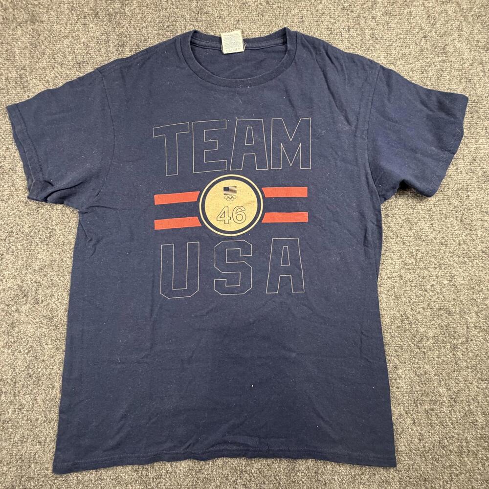 Delta Pro Weight Team USA Navy Blue Graphic T-Shirt Mens Medium 46 Olympic
